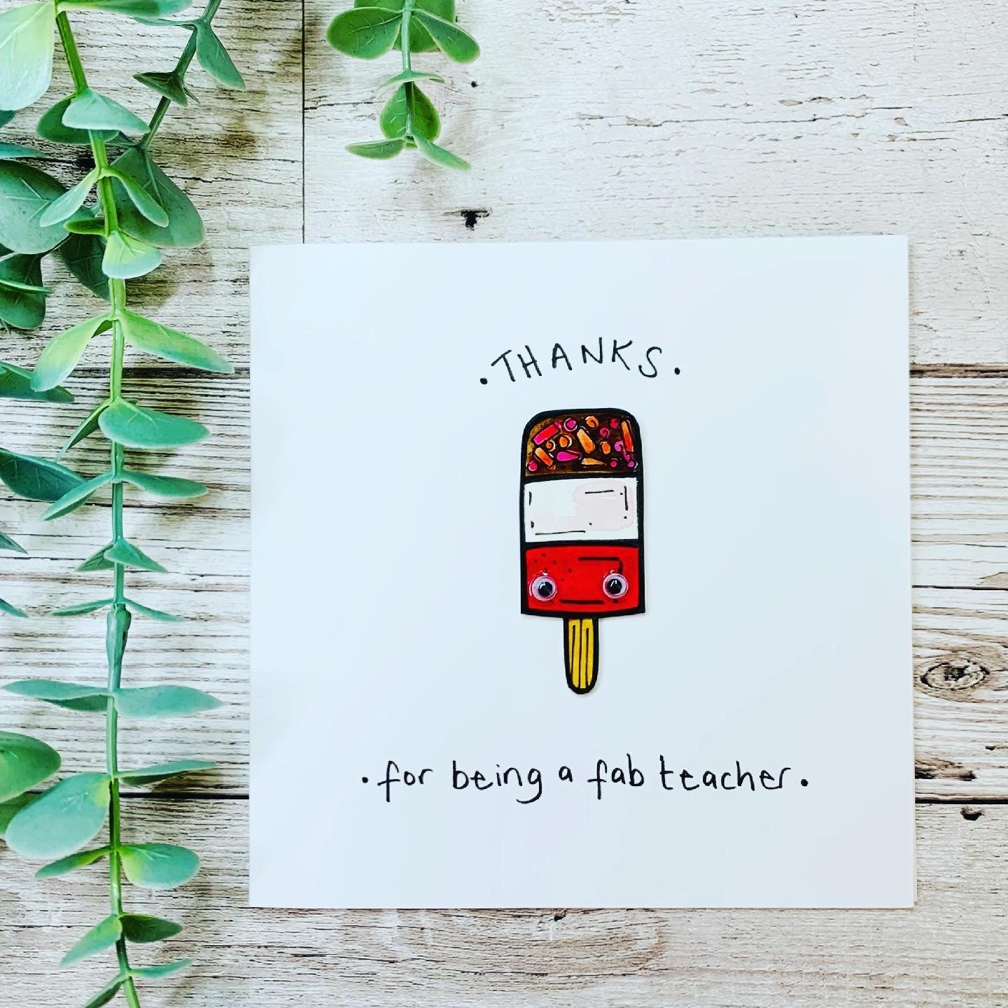 Original hand-painted pen and ink illustrations on glossy cards